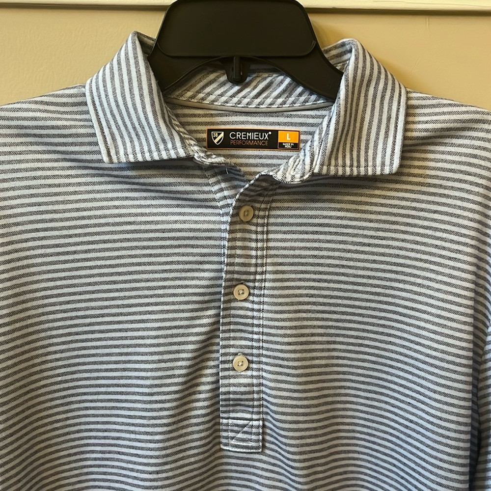 EUC Men's Cremieux Performance Size Large Striped Short Sleeve Polo